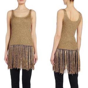 NWT Polo Ralph Lauren Gold Fringe Tank Top Sweater
